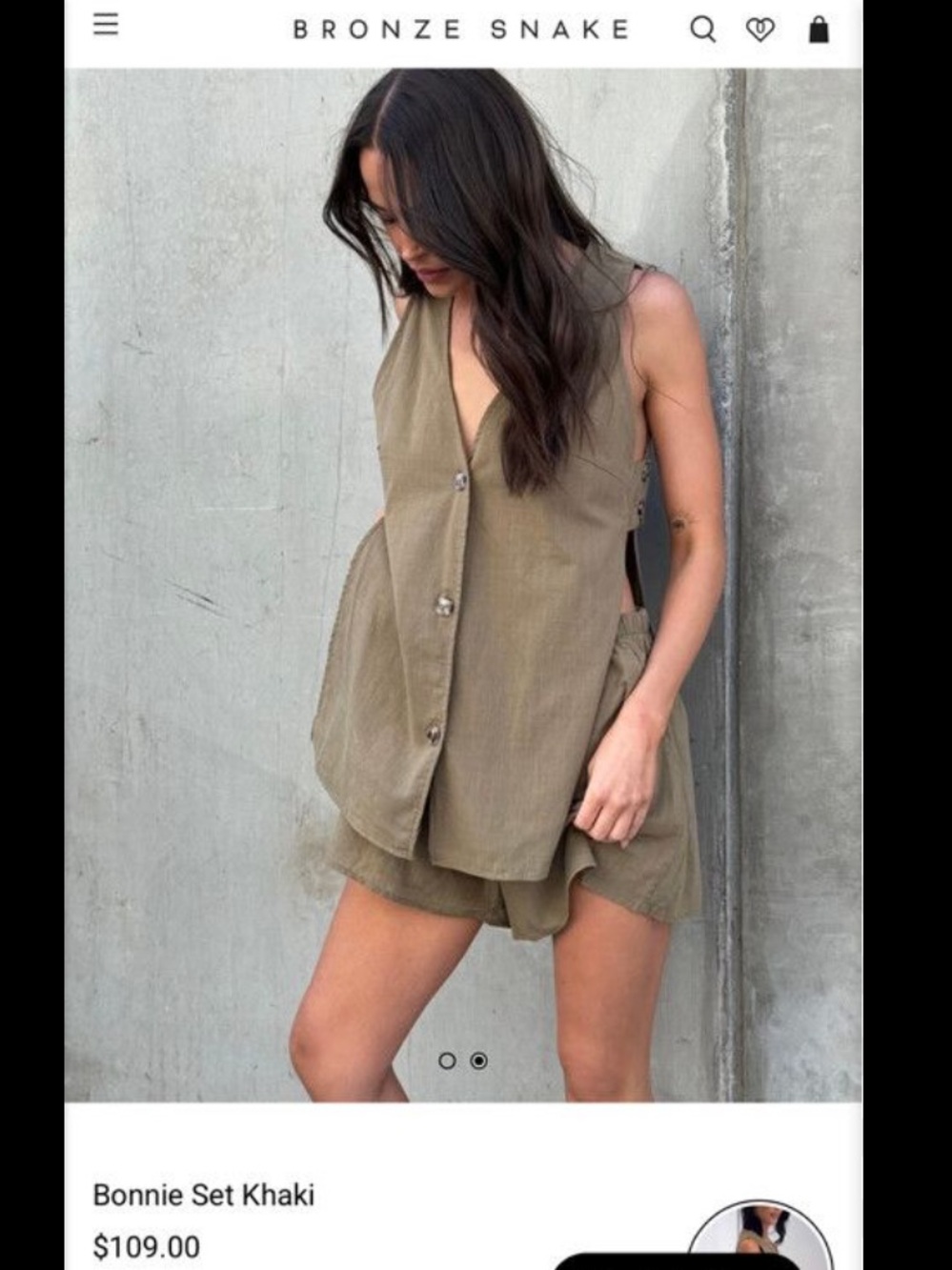 Bonnie Khaki Button Vest & Shorts Set